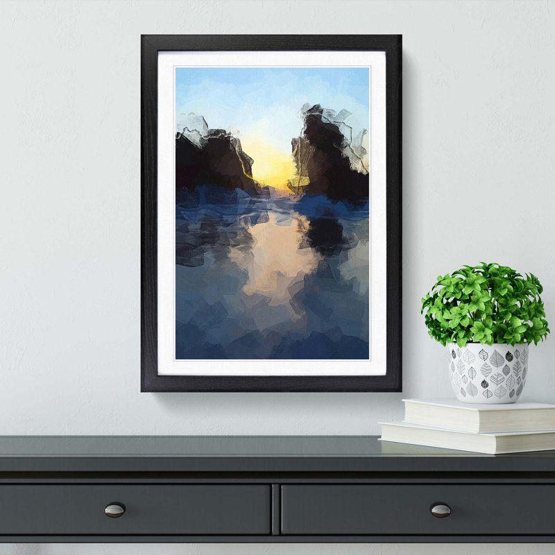 Beach Rocks in Abstract - Picture Frame Graphic Art Print, 87cm H x 62cm W x 2cm D, Black Framed