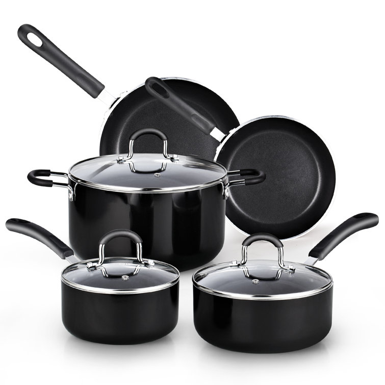 Non-Stick Cookware Set, Pots, Pans and Utensils (3, 8, 15 Set)-8-Piece Set  - Cookware Sets