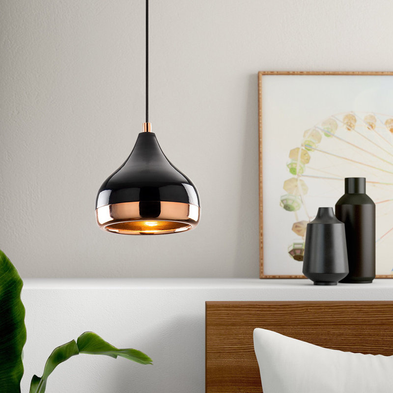 Modern Black and Copper Chandelier, Adjustable Height 43.3 x 6.3 inches | Iron Body, E27 Socket (Max 40W), Includes Setup Instructions | Glamorous Scandinavian Design for Home Décor, Unique Lighting Fixture