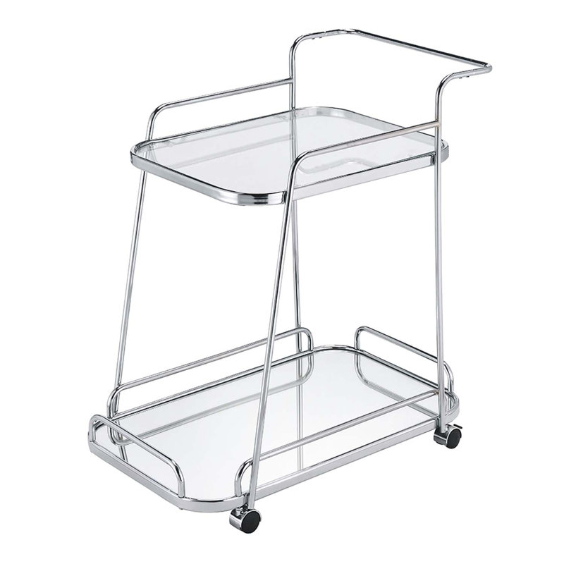 Chariot de service Aegis, verre transparent et finition chromée