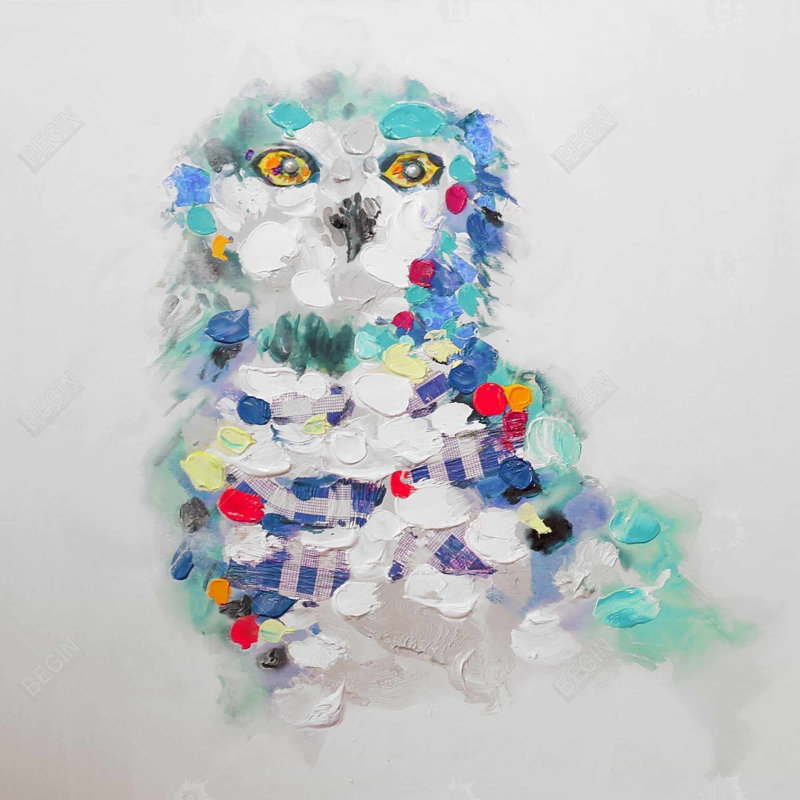Abstract owl - 20"x20" Outdoors Throw pillow - Spun poly - Print on demand, 20"H x 20"W