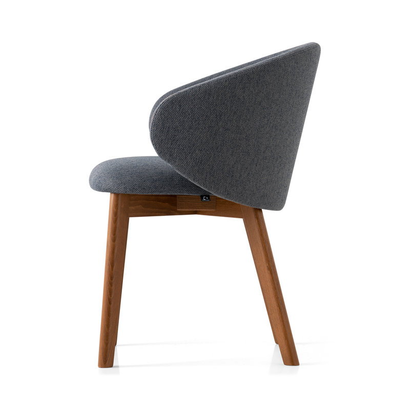 Tuka Upholstered Armchair with Wooden Frame, Taupe, Walnut