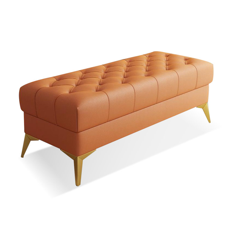Upholstered Bench, Orange, 17.72" H x 59.06" W x 19.69" D