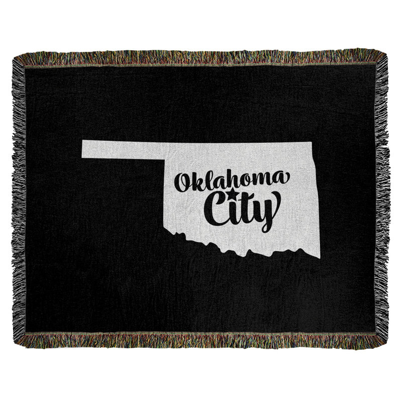 Jeté en coton tissé oklahoma city oklahoma, l 50 po x L 60 po, Noir
