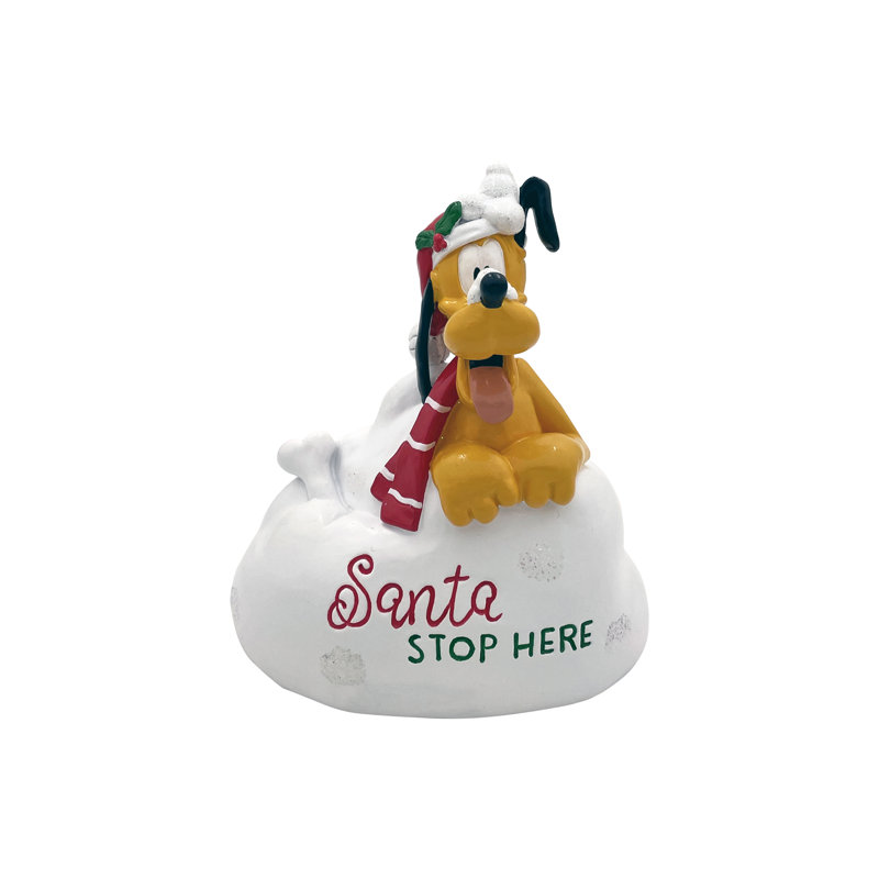 Statue de jardin Disney «Santa Stop Here» Disney Pluto