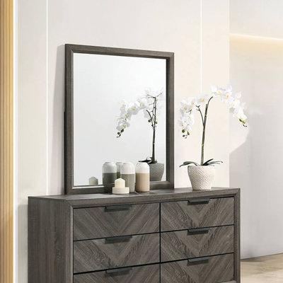 Miroir contemporain l 35,5 ", gris