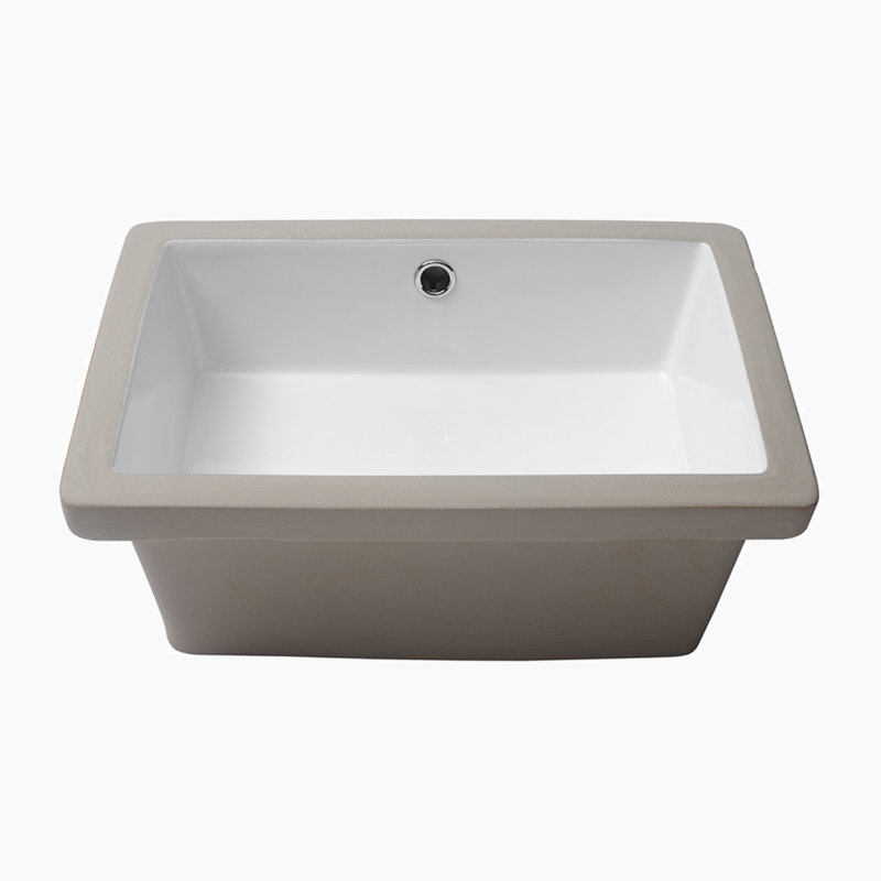 Lavabo de salle de bain rectangulaire encastré en céramique blanche avec trop-plein 12 po Hewei