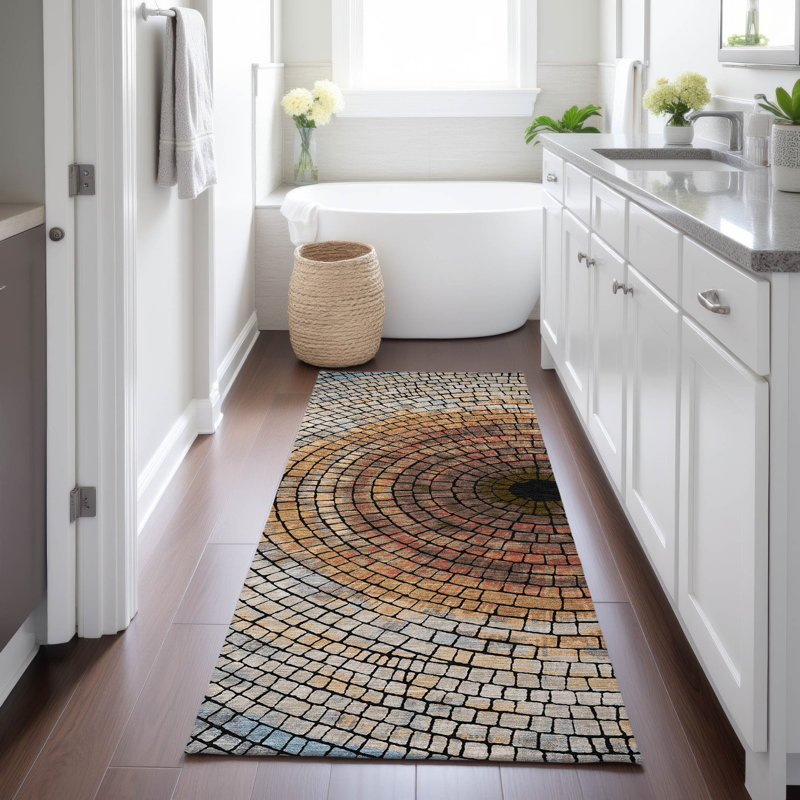 Machine Washable Indoor/Outdoor Chantille ACN2524 Geometric Rug, Runner 2'3" x 7'6", Copper