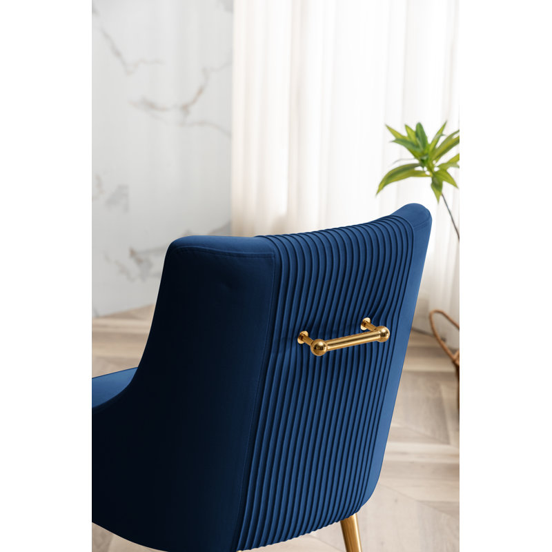 Elian 19.7'' H Velvet Upholstered Side Chair, Navy