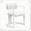 Chaise 2 pièces avec accoudoirs rembourrés en tissu et structure en métal blanc-1341346897