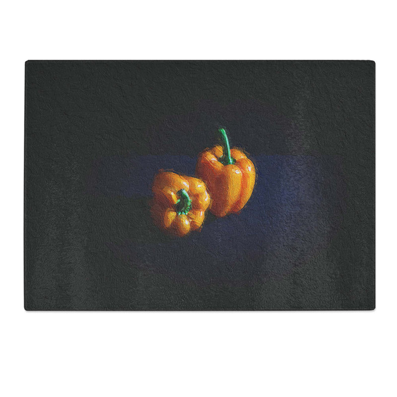Tempered Glass Bell Peppers Chopping Board, 39 cm W x 28.5 cm L