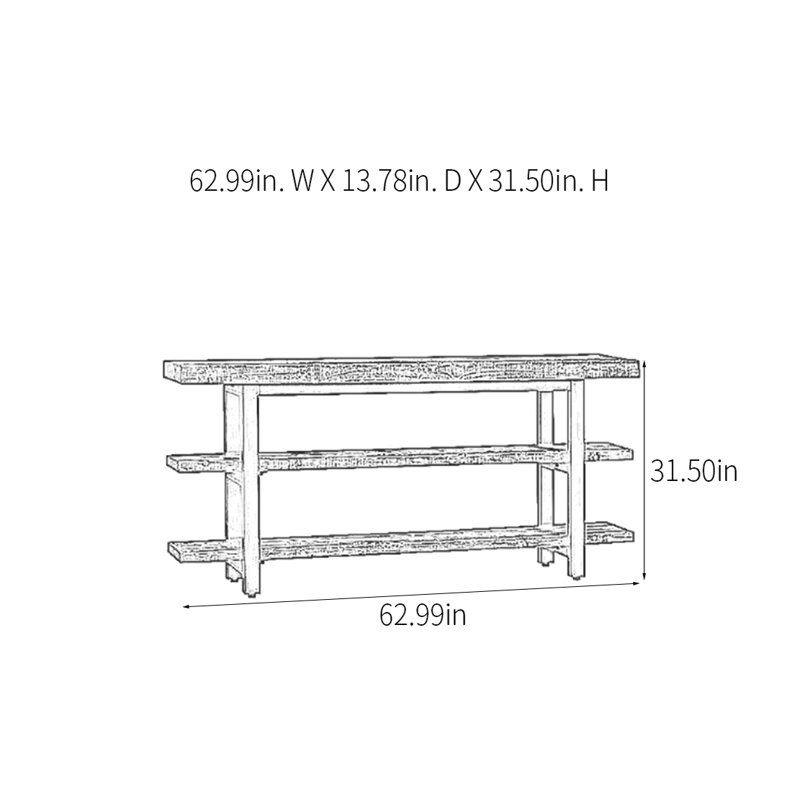 Retro Minimalist Console Table, 31.5" H x 62.99" W x 13.78" D