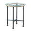 Table de bout Brantley, verre transparent et finition gris sable