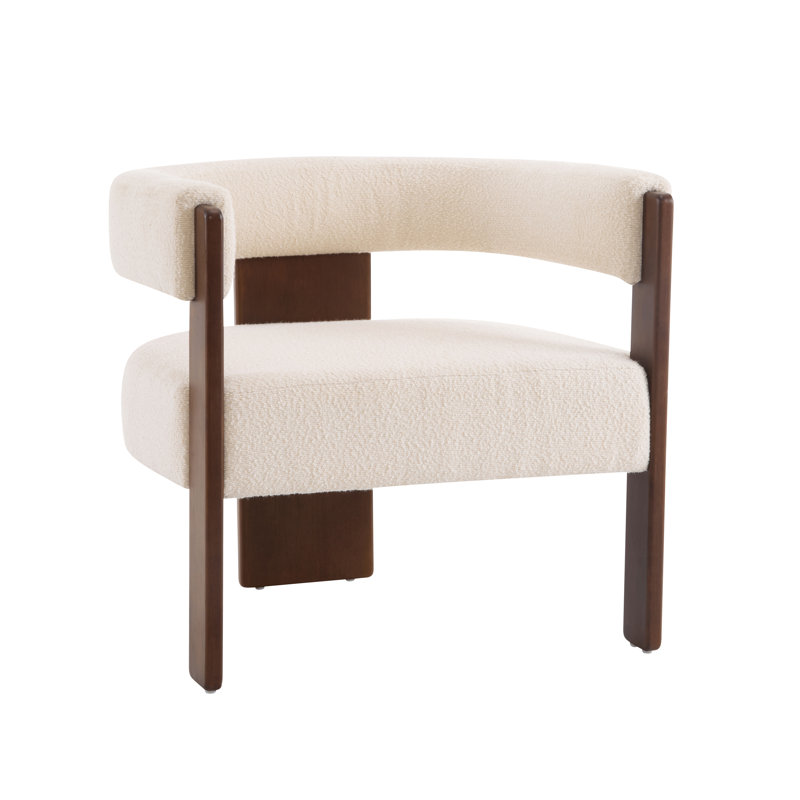Melanney Modern Upholstered Fabric Accent Armchair, Beige Boucle