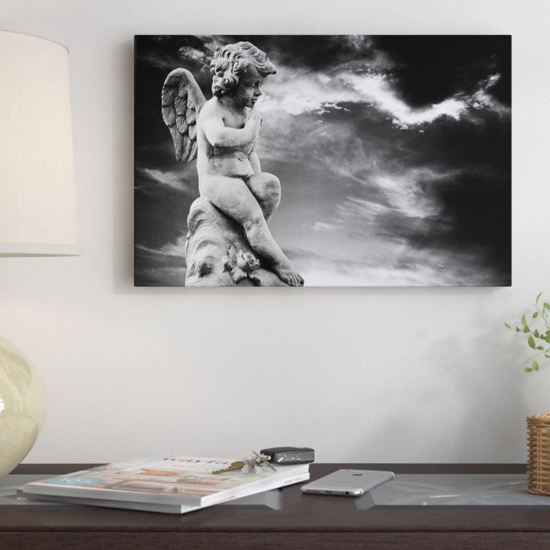 Sculpture d'ange, reproduction de photo sur toile, H 18 po x l 26 po x P 1,5 po, Toile tendue, Pas de tapis