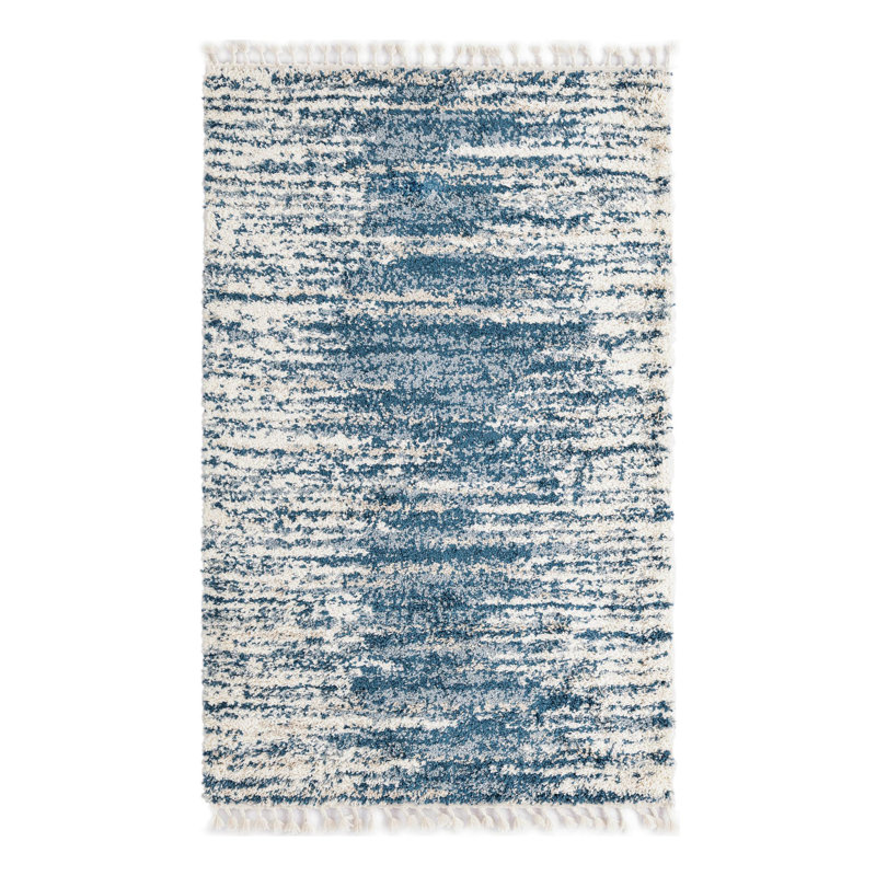 Tapis bleu / blanc Knupp, Rectangle 5 pi 3 po x 8 pi