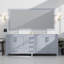 Meuble-lavabo double gris foncé 84 po X P 22 po , Comptoir en quartz blanc, ensemble de robinets et Miroirs