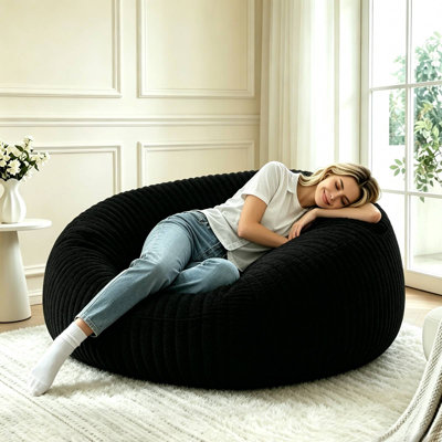 6 Foot Giant Bean Bag Chair,Memory Foam Filled Corduroy  Bean Bag Lounger for Lounging, Reading,Gaming,Compressed Packaging 