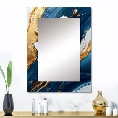 Yearby Golden Petunias Flowers on Aqua River Of Marble II - miroir Petunias traditionnel, art mural imprimé