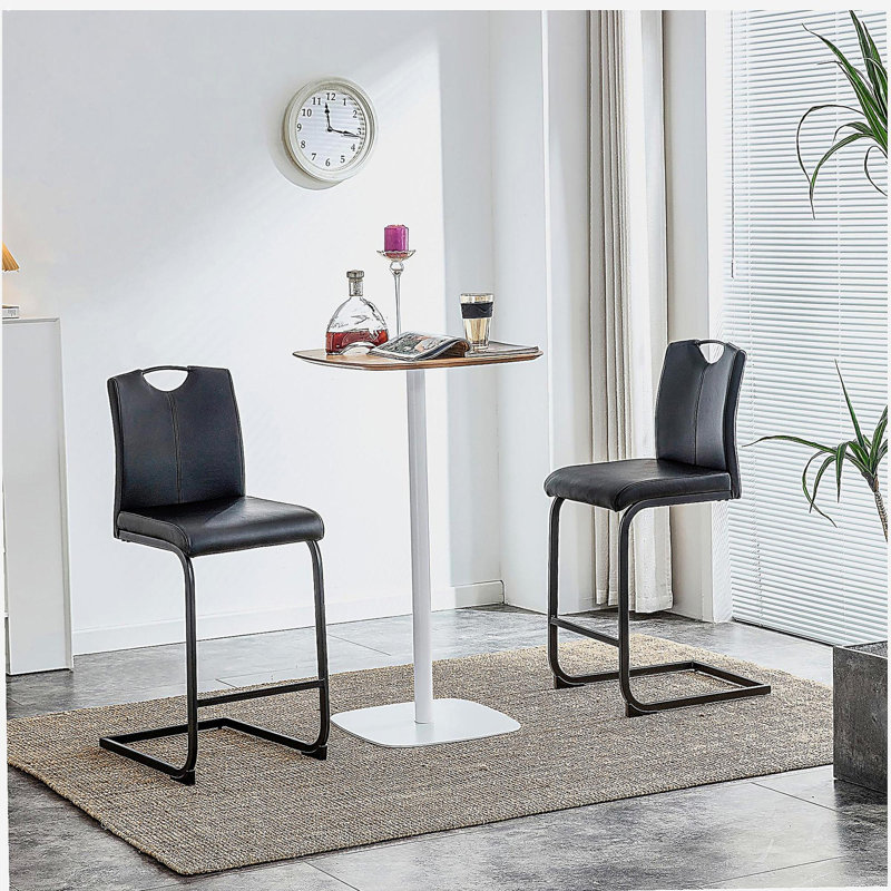 Black PU Barstool Dining Chair 2-piece set