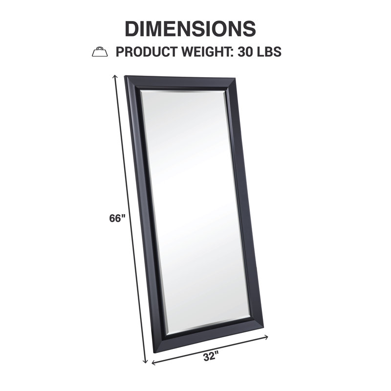 Starkweather Tall Oversized Full Length XL Mirror Large Standing Silver Floor Mirror, Black