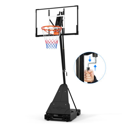 Basketball Hoop Outdoor  Shatterproof Pc Backboard, 4.36-10Ft Stepless Adjustable Height Basketball Hoop Goal System, Portable Basketball Hoops With W