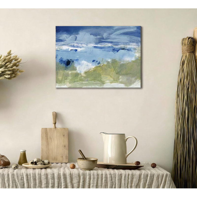 «Eastern Winds», toile abstraite bleue, cadre en bois massif, art mural (16 po x 24 po)
