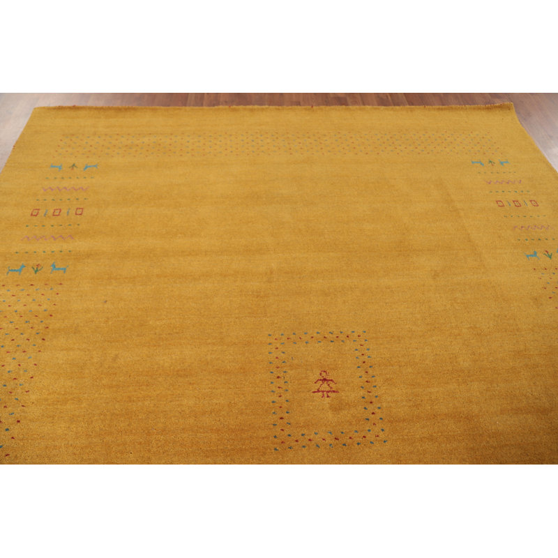 Tapis doré doré jaune Gabbeh 8 x 10