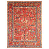Hand Knotted Wool Oriental Area Rug in Red/Light Blue/Beige/Orange