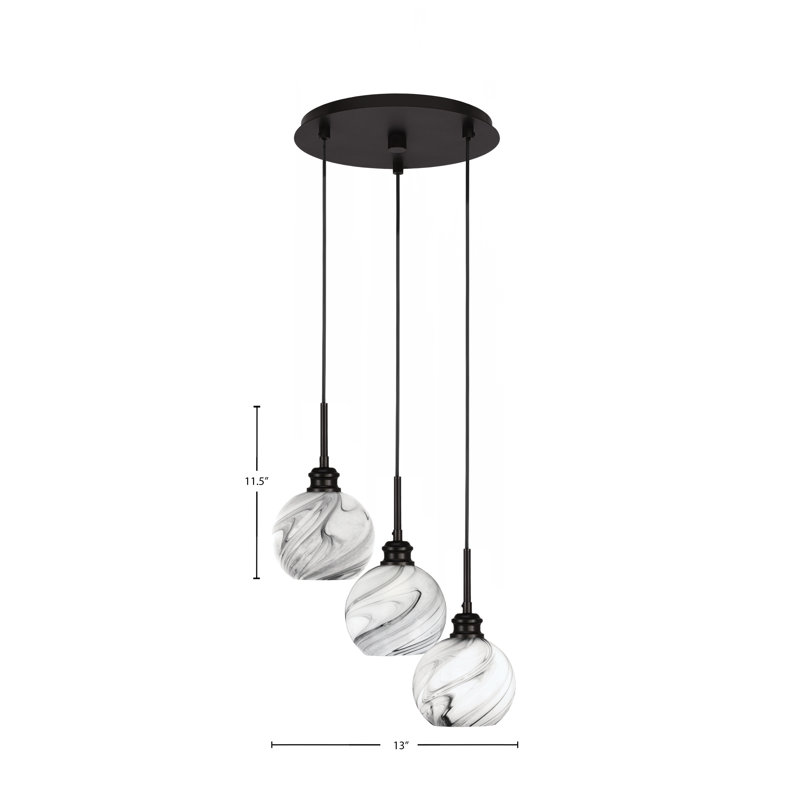 Luminaire suspendu grappe 3 lumières Edge avec verre onyx 5,75 po Edge, Espresso