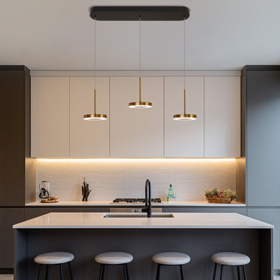 3-light Kitchen Island Pedant Light Dimmable Led Light With Remote