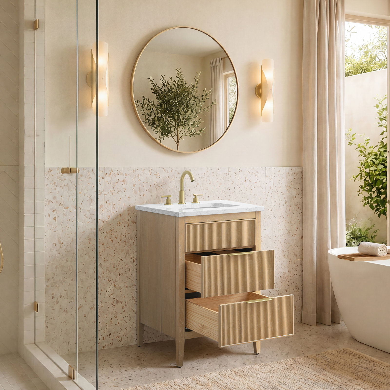 Bilroy 24" Oak Single Bathroom Vanity, Classic Oak