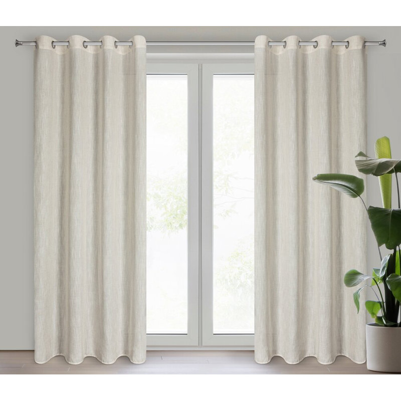 Latika Polyester Standard Eyelet Curtain Panel, Cream