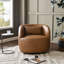 Fauteuil pivotant rembourré en similicuir avec repose-pieds-115270006