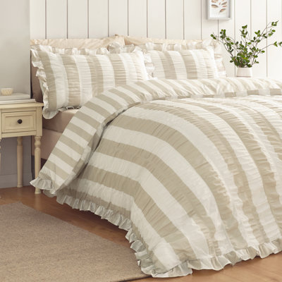 Seersucker Frill Stripe Duvet Cover Set