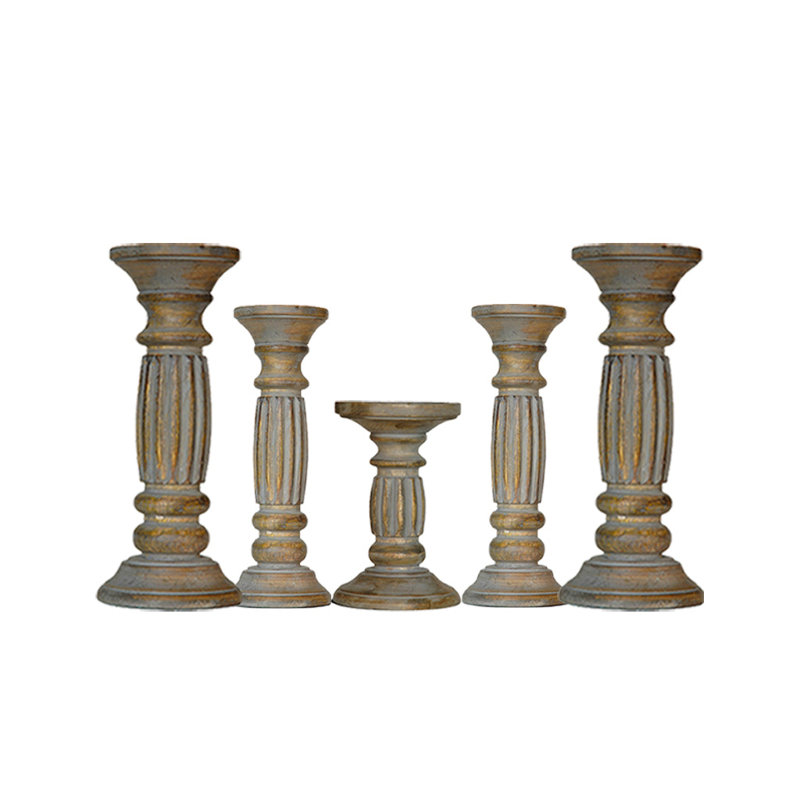 12'' H Wood Tabletop Pillar, Gray Wash
