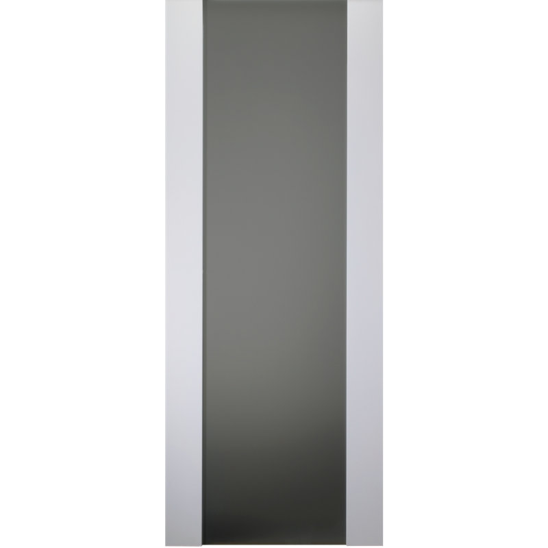 Polar White Solid Pine and Frosted Glass Modern Door Slab