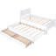 Lit plateforme simple blanc avec lit gigogne et tiroirs - Structure en pin robuste-1331473050