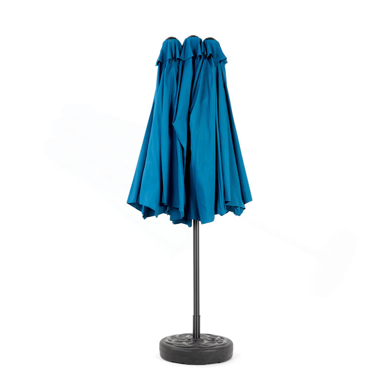 Grand parasol d'extérieur double face 14,8 pi avec manivelle (sans base), Blue