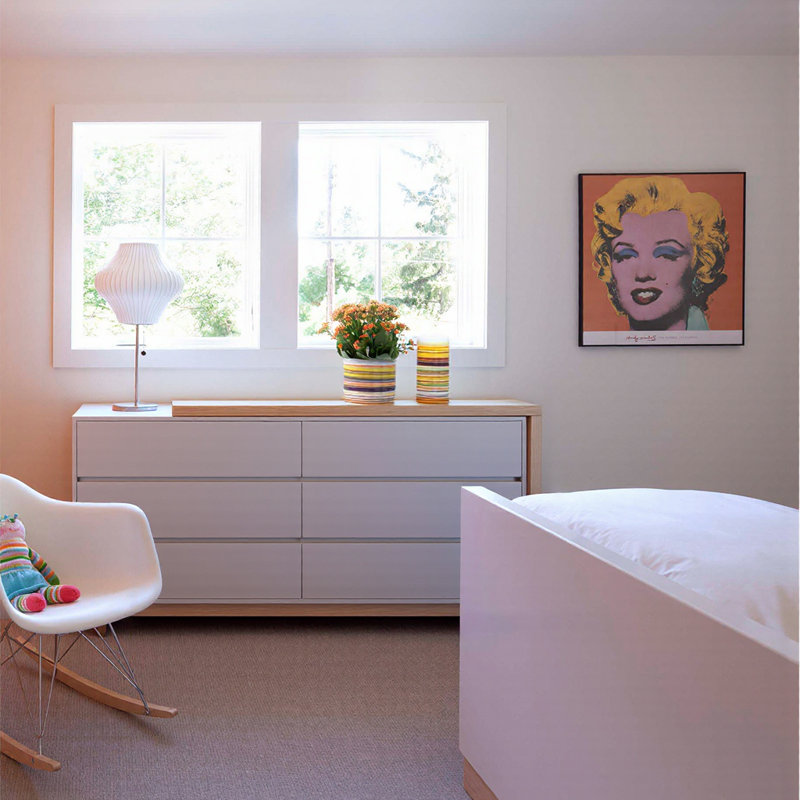 55.2 Inch White Corner L-Shaped Dressing Table, 6 Drawers