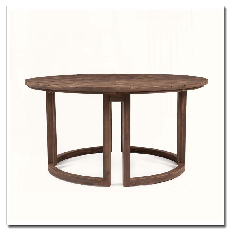 Table de salle à manger 59 po ronde en bois d'acacia avec trou pour parasol (moka), Moka