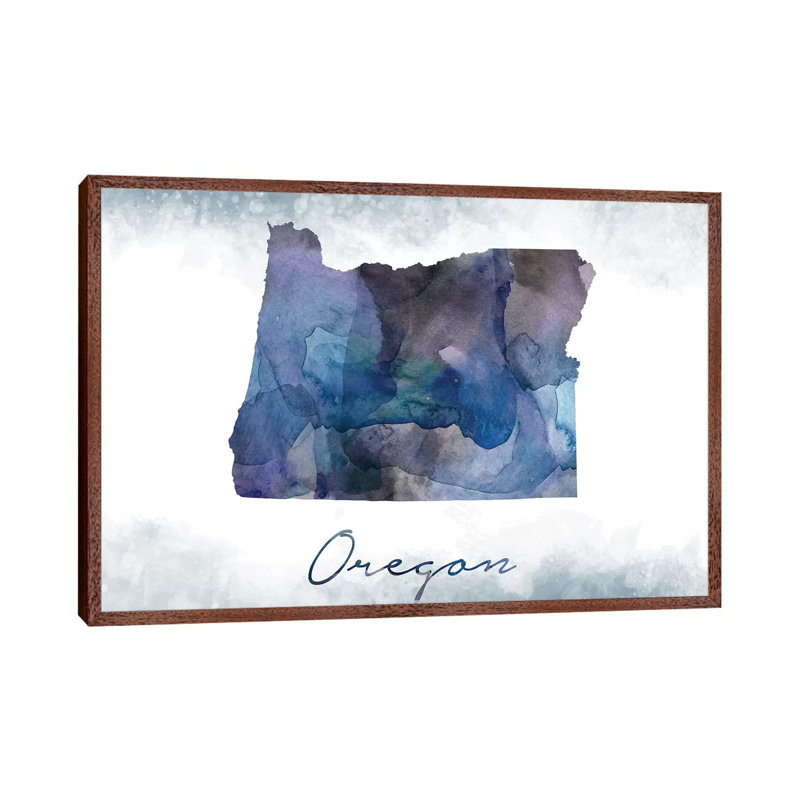 Oregon State Bluish - Print on Canvas, Classic Brown Wood Framed, 66.04 cm H x 45.72 cm W