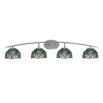 Barre d'éclairage de salle de bain 4 lumières avec verre d'art cyprès turquoise 7 po