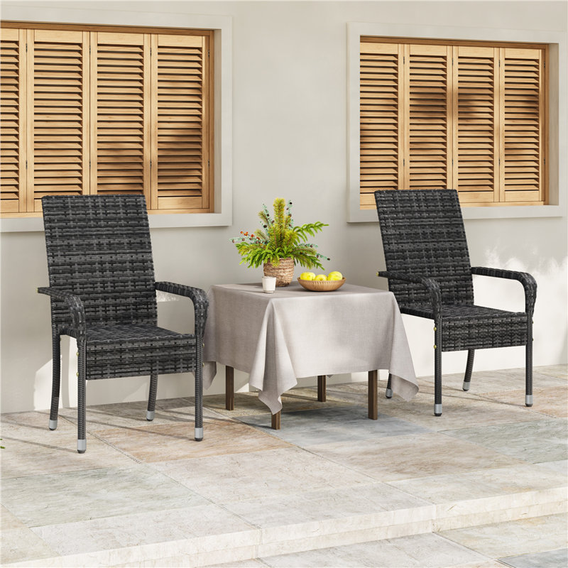 Stackable Outdoor Patio Dining Armchair, Grey