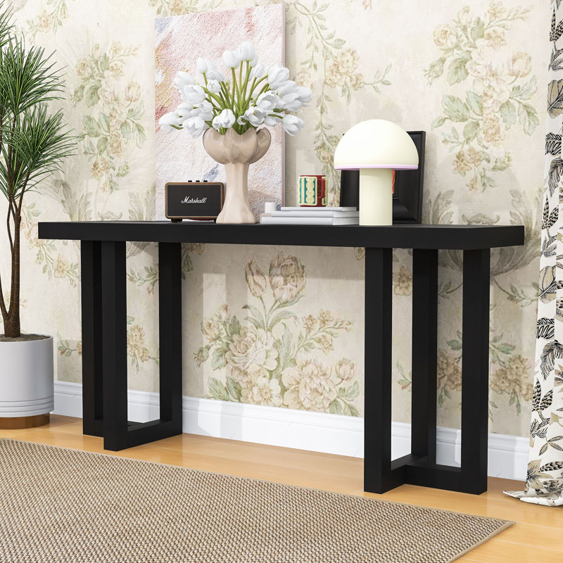 Console avec pieds en bois, Noir