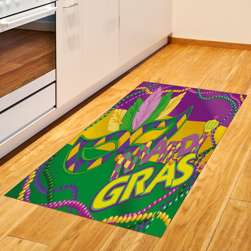Tapis décoratif en fibres de polyester à haute densité Mardi Gras, Rectangle 2 pi 7 po x 5 pi