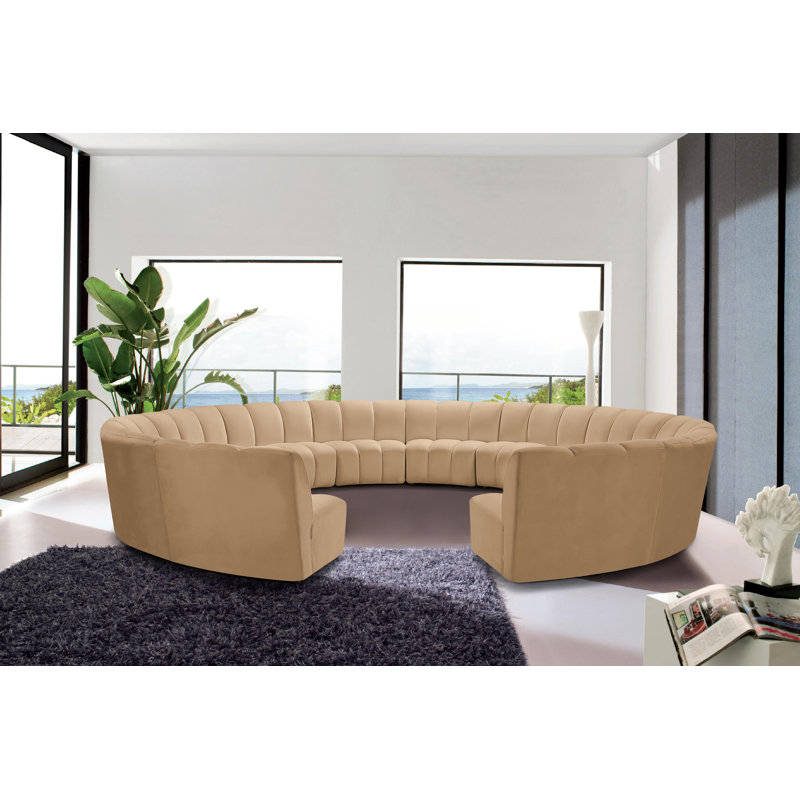 Canapé modulaire en velours Infinity, Velours brun clair, 12 pièces