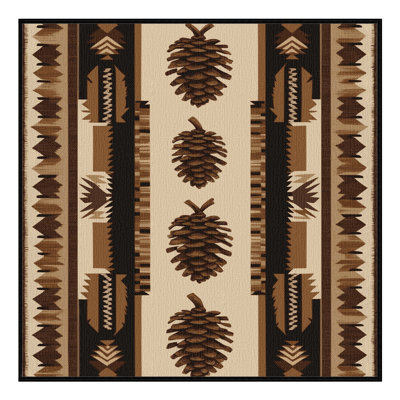 Washable Pinecone Southwestern Area Rug