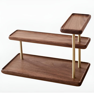Étagère de rangement légère en bois massif luxueux | Support de rangement multicouche | Support de tri pour cosmétiques et soins de la peau | Porte-gobelets d'entrée