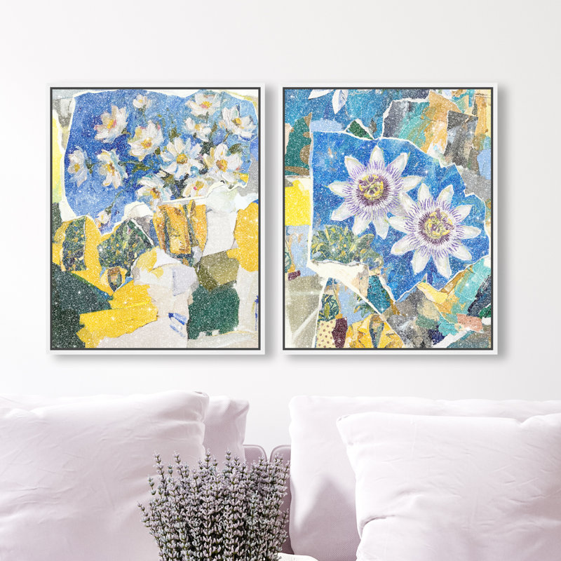 Blue Sunshine Set Set by Oliver Gal, 17"H x 21"W, White Floater Frame